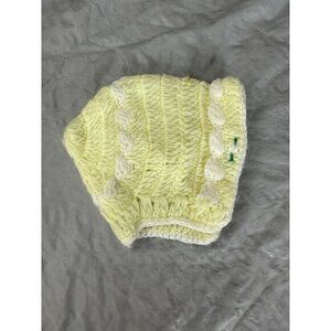 Vintage Infant Crochet Yellow Bonnet handmade‎